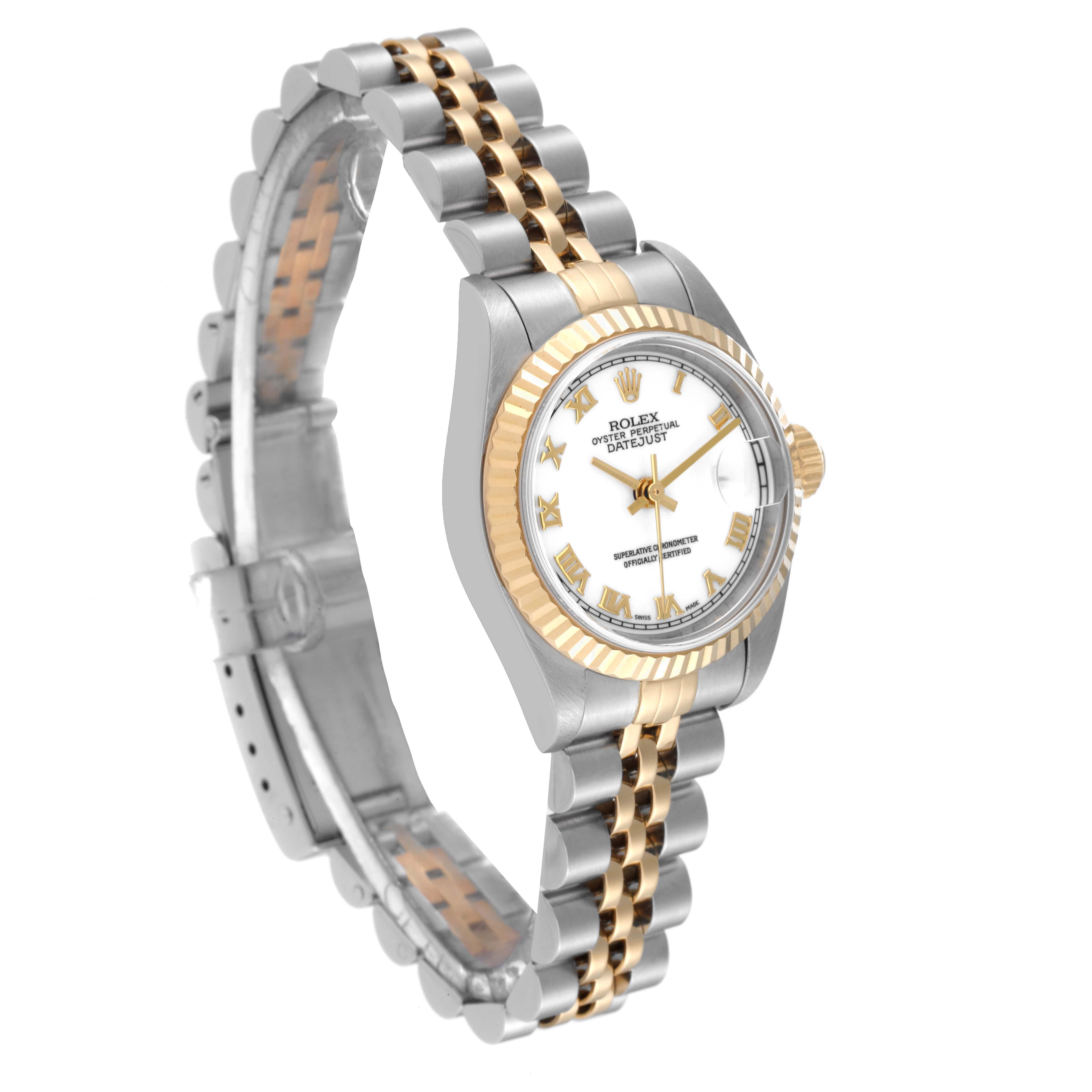 Rolex Datejust Steel Yellow Gold White Dial Ladies Watch 79173 In Excellent Condition In Atlanta, GA
