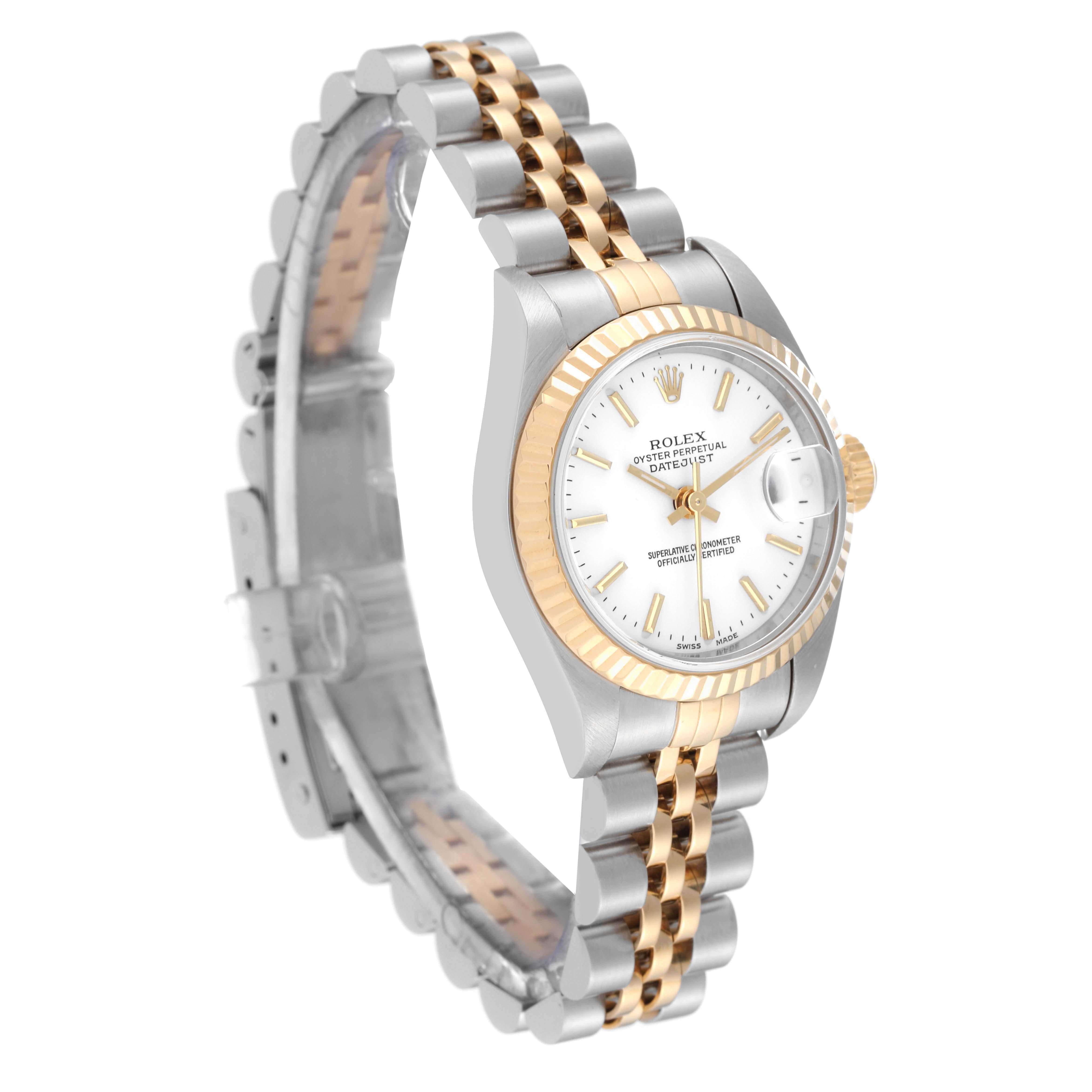 Rolex Datejust Steel Yellow Gold White Dial Ladies Watch 79173 In Excellent Condition In Atlanta, GA