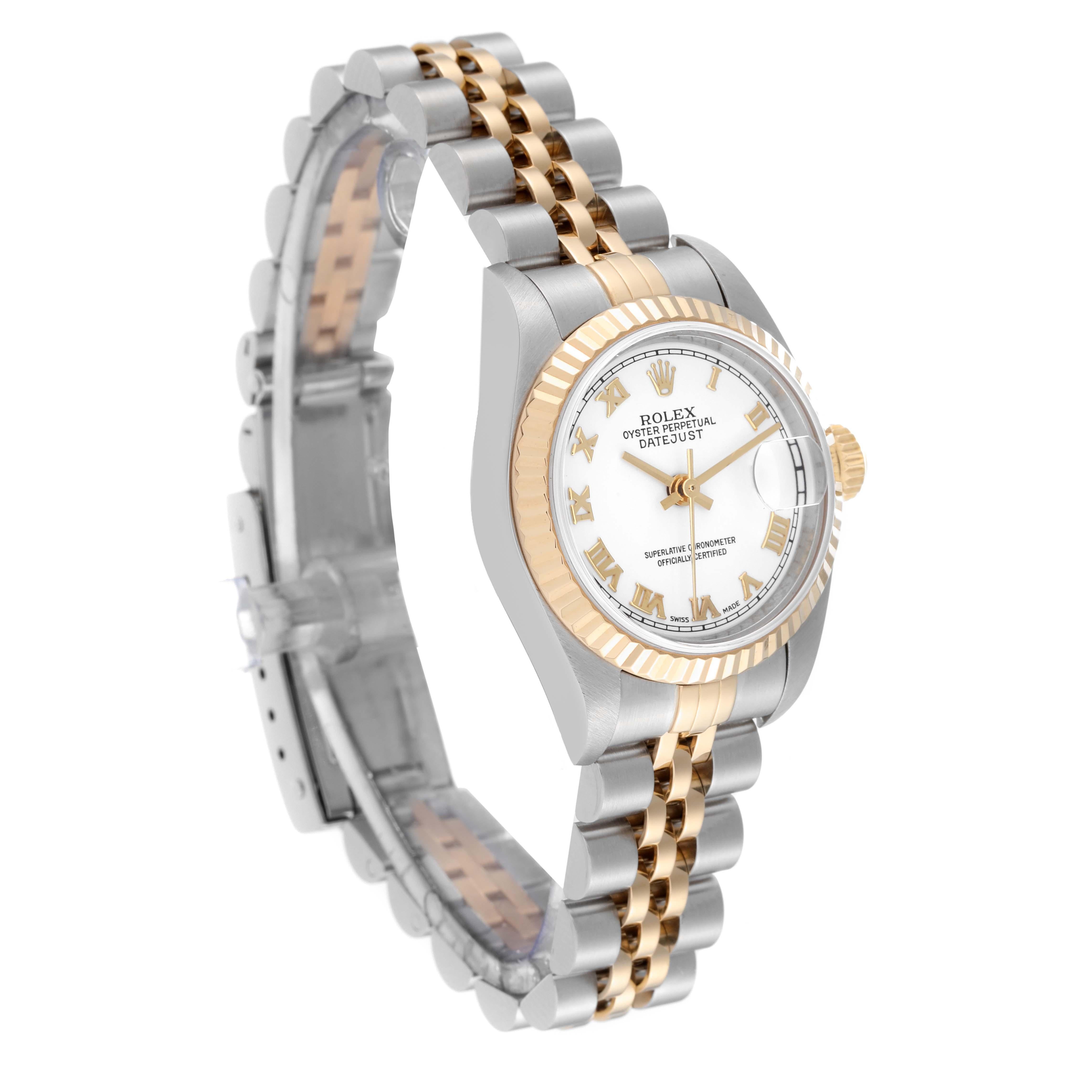 Rolex Datejust Steel Yellow Gold White Dial Ladies Watch 79173 In Good Condition In Atlanta, GA
