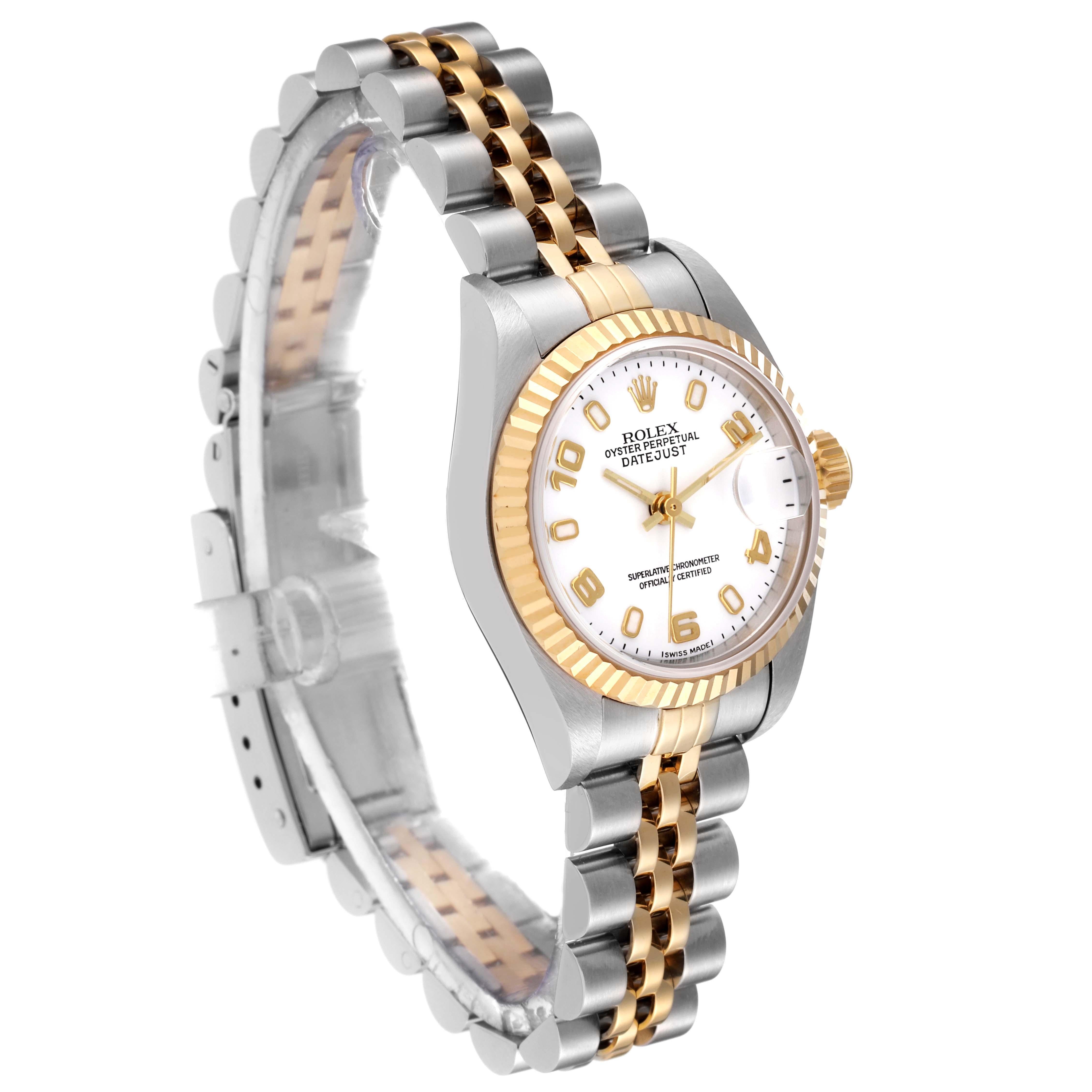 Women's Rolex Datejust Steel Yellow Gold White Dial Ladies Watch 79173