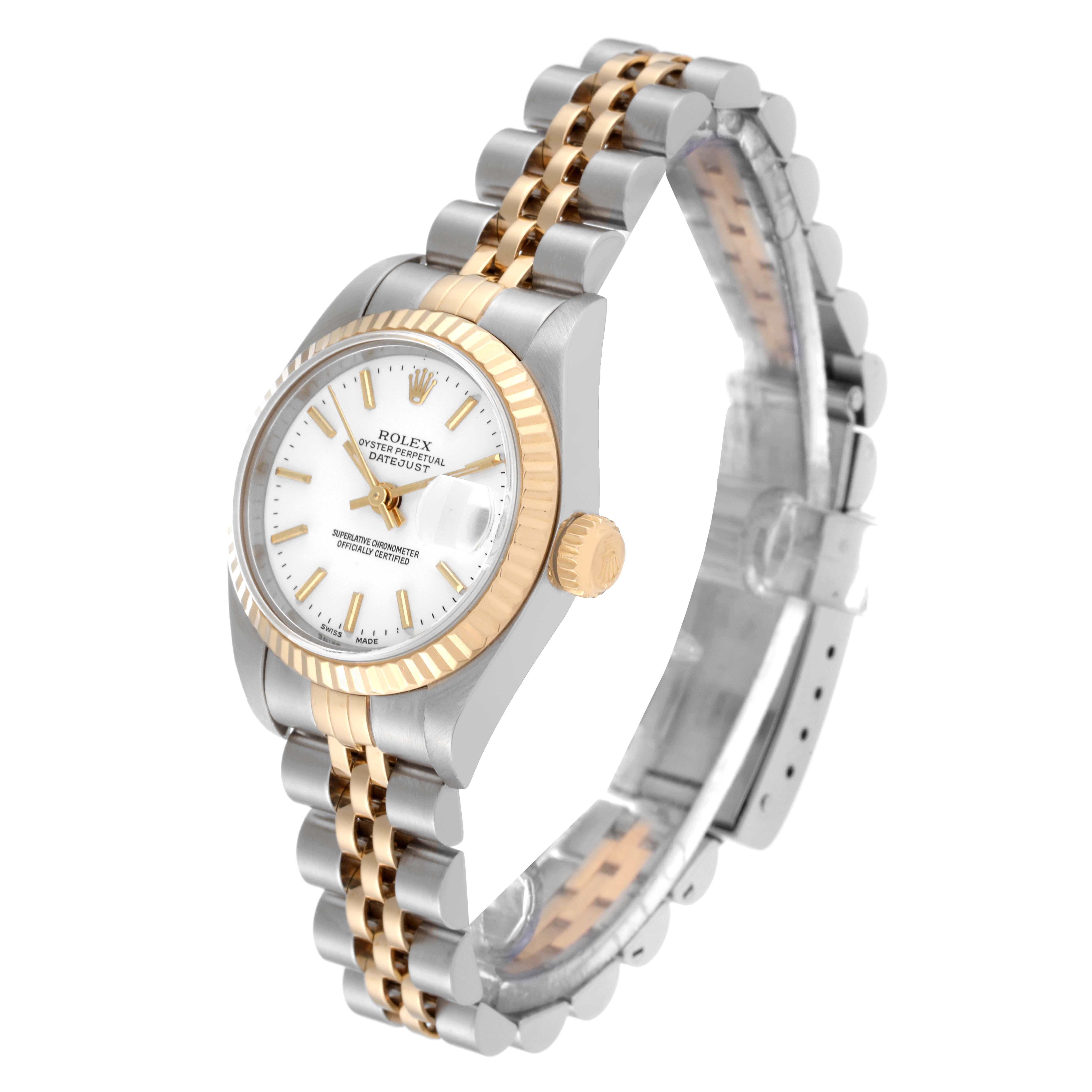Women's Rolex Datejust Steel Yellow Gold White Dial Ladies Watch 79173