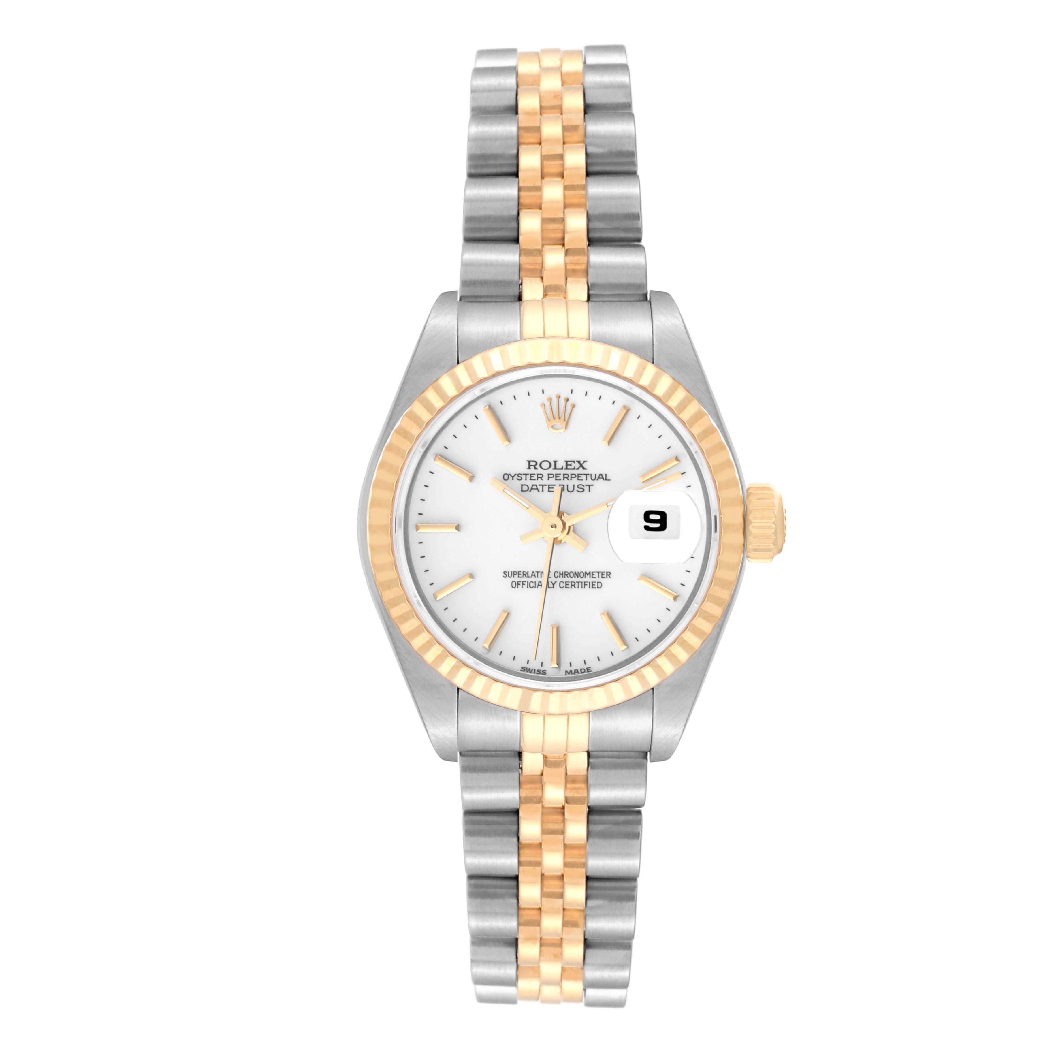 Rolex Datejust Steel Yellow Gold White Dial Ladies Watch 79173 Papers 6