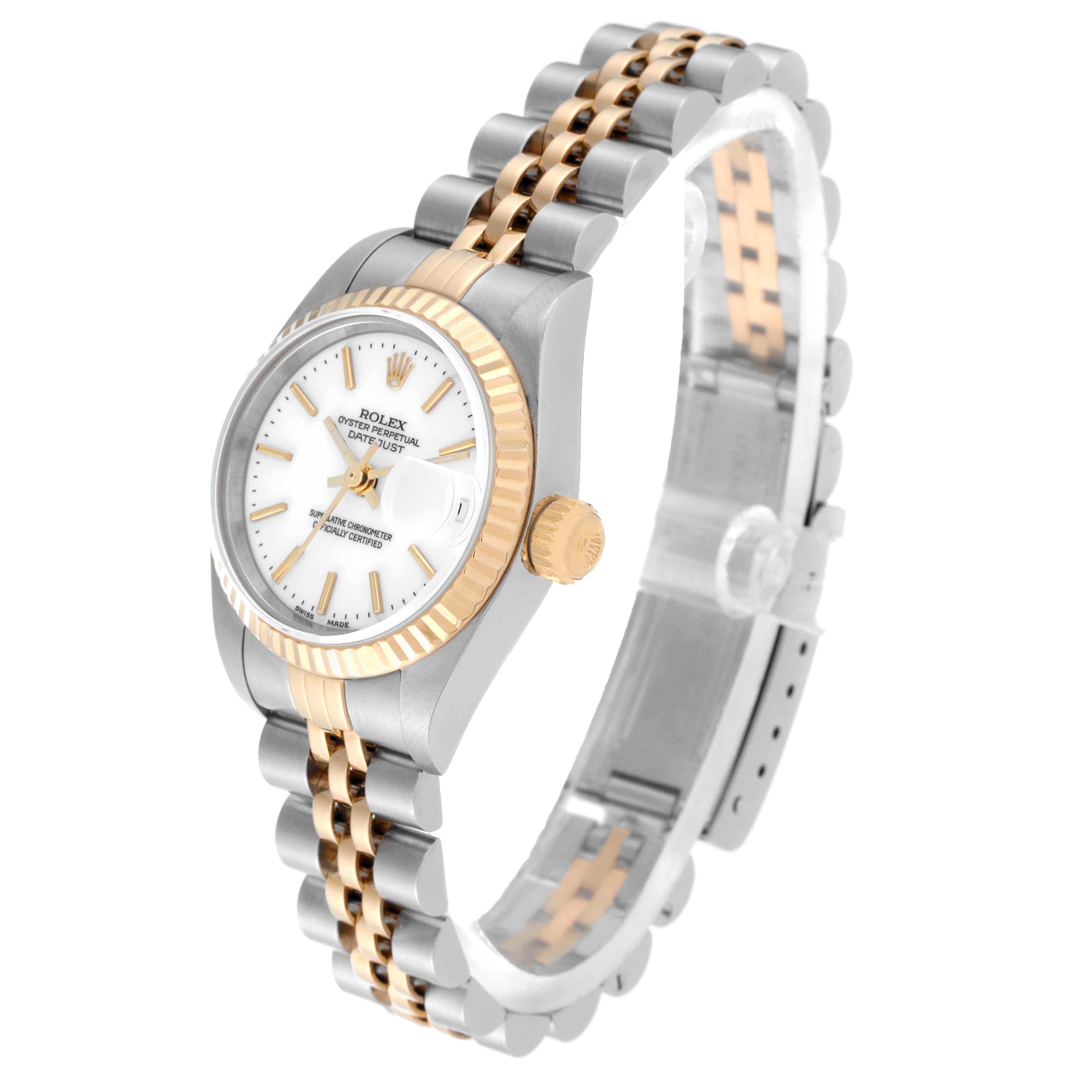 Rolex Datejust Steel Yellow Gold White Dial Ladies Watch 79173 Papers 3