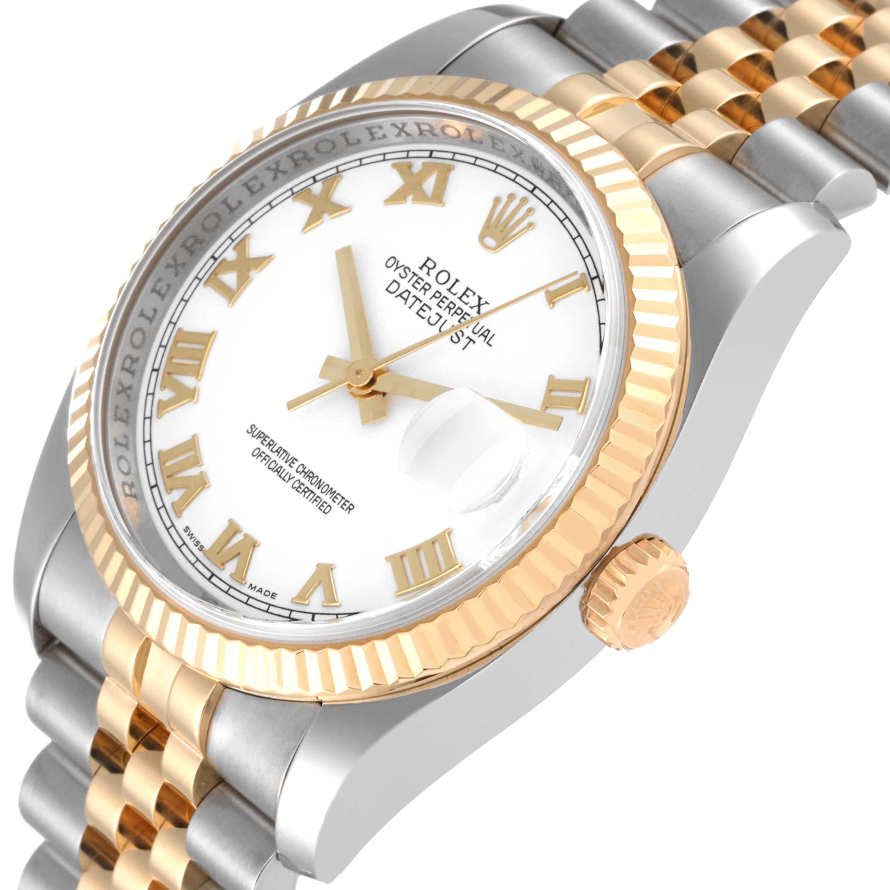 Rolex Datejust Steel Yellow Gold White Dial Mens Watch 116233 Box Card In Excellent Condition In Atlanta, GA
