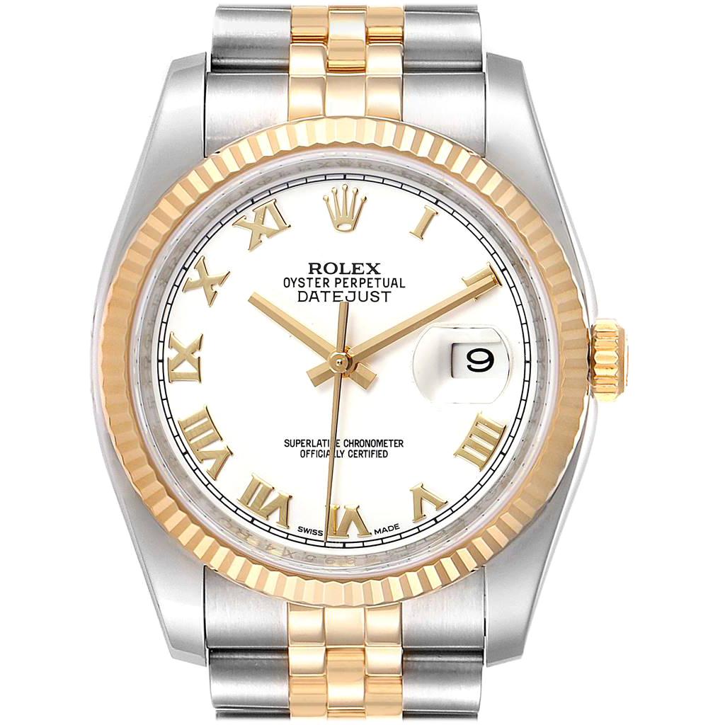 Rolex Datejust Steel Yellow Gold White Dial Men’s Watch 116233 Box Card