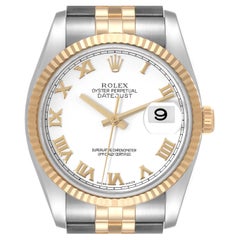 Rolex Datejust Steel Yellow Gold White Dial Mens Watch 116233 Box Card