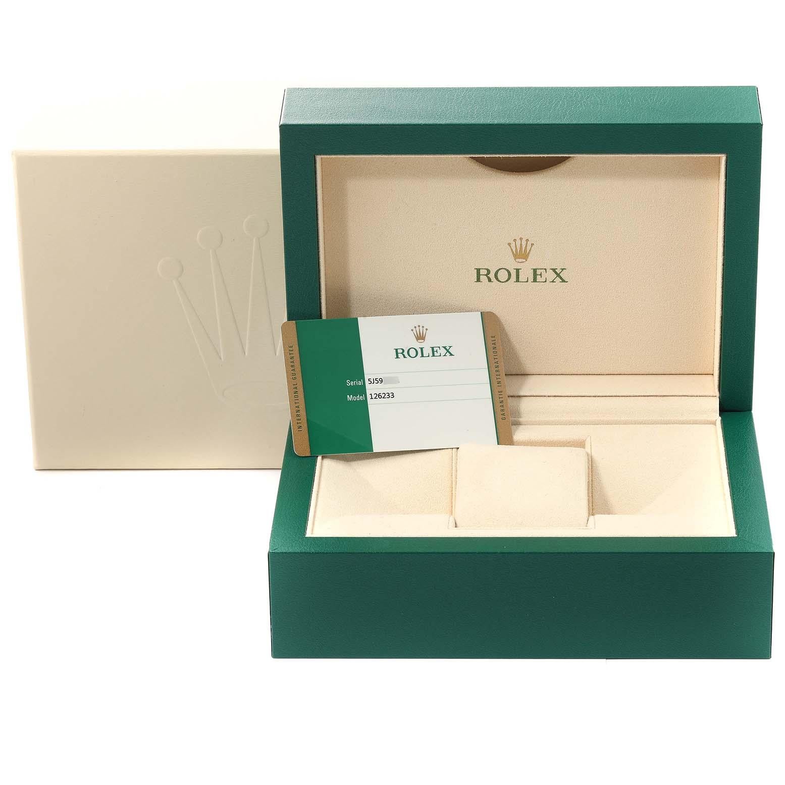 Rolex Datejust Stahl Gelbgold Weißes Zifferblatt Herrenuhr 126233 Box Card im Angebot 8