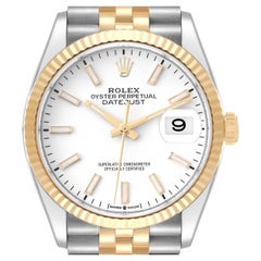 Rolex Datejust Steel Yellow Gold White Dial Mens Watch 126233
