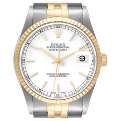 Rolex Datejust Steel Yellow Gold White Dial Mens Watch 16233 Box Papers Rolex Datejust Steel Yellow Gold White Dial Mens Watch 16233 Box Papers