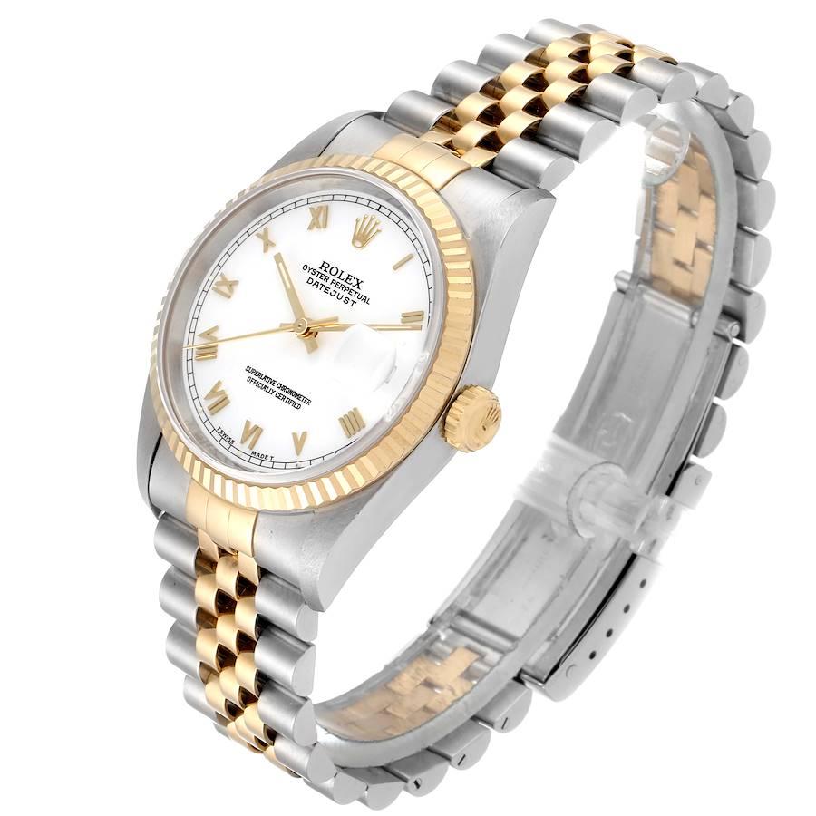 Rolex Datejust Steel Yellow Gold White Dial Men's Watch 16233 For Sale 1