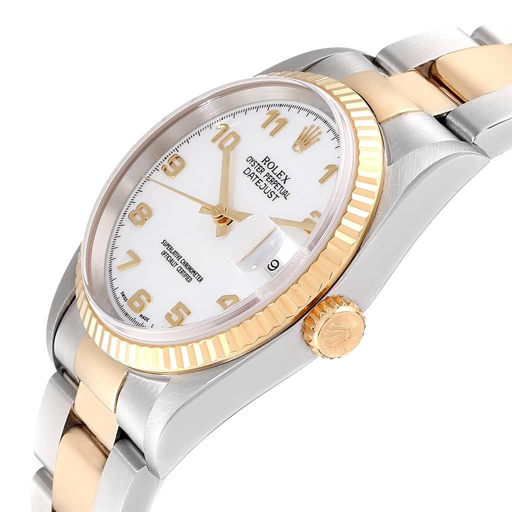 Rolex Datejust Steel Yellow Gold White Dial Men's Watch 16233 For Sale 2