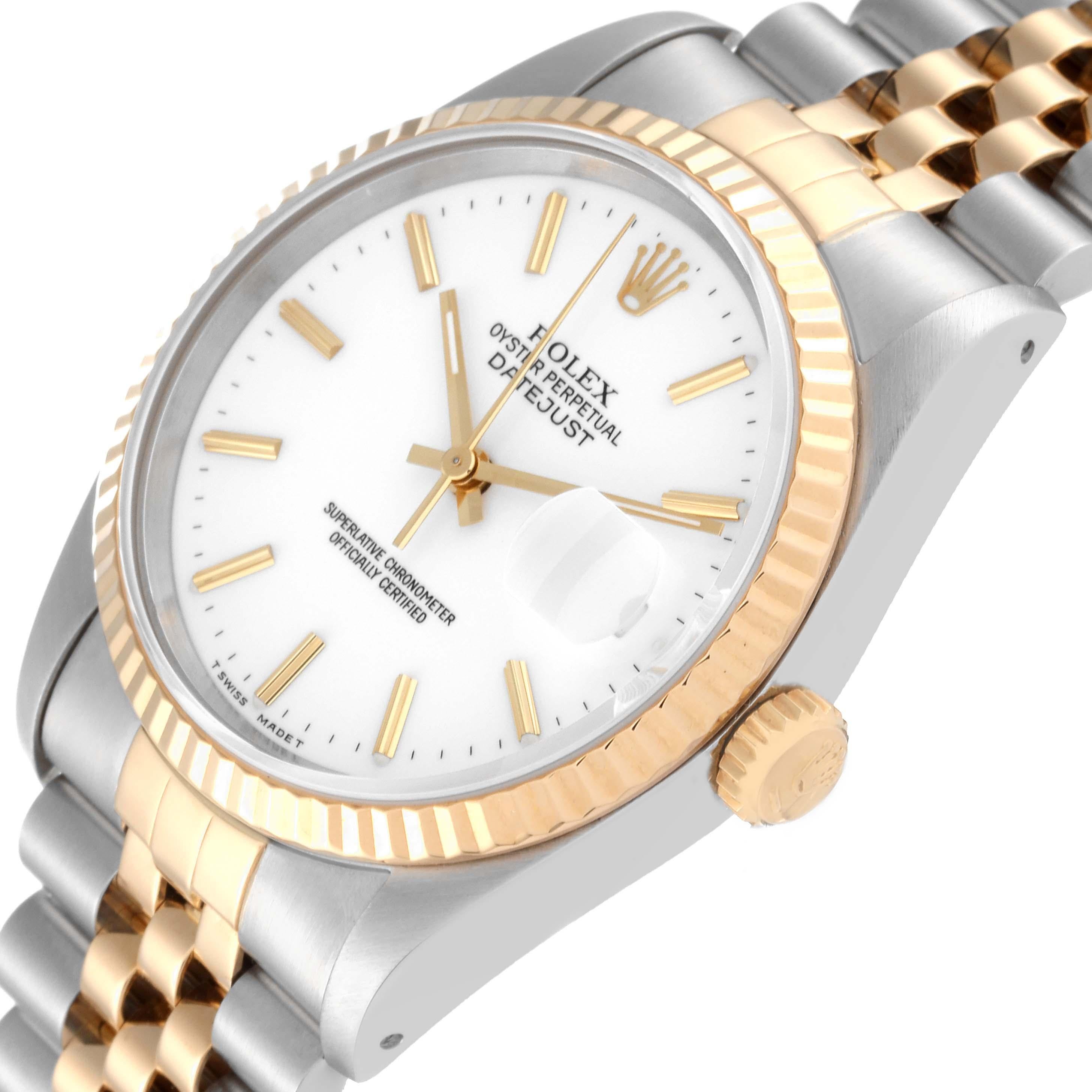Rolex Datejust Steel Yellow Gold White Dial Mens Watch 16233 1
