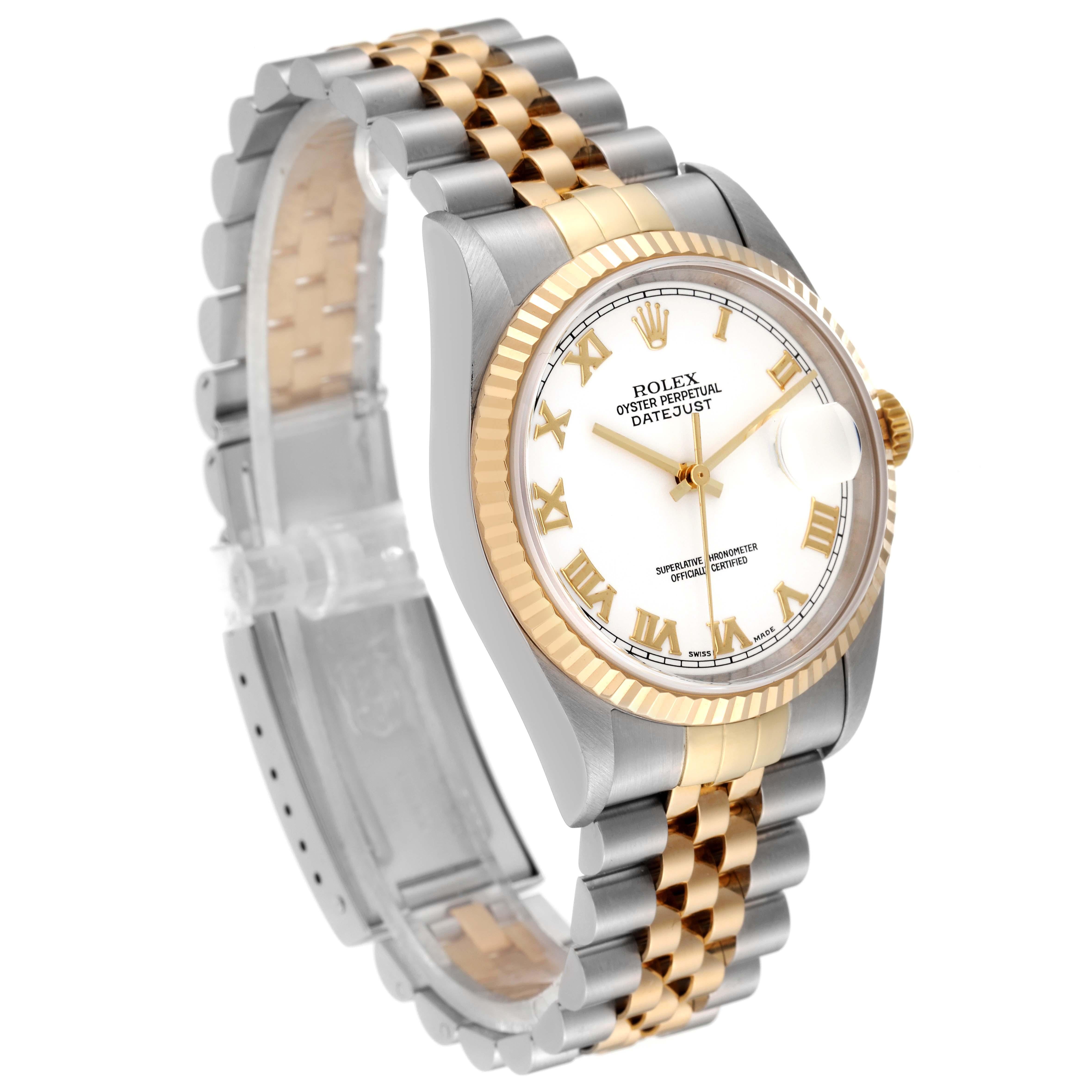 Rolex Datejust Steel Yellow Gold White Dial Mens Watch 16233 1