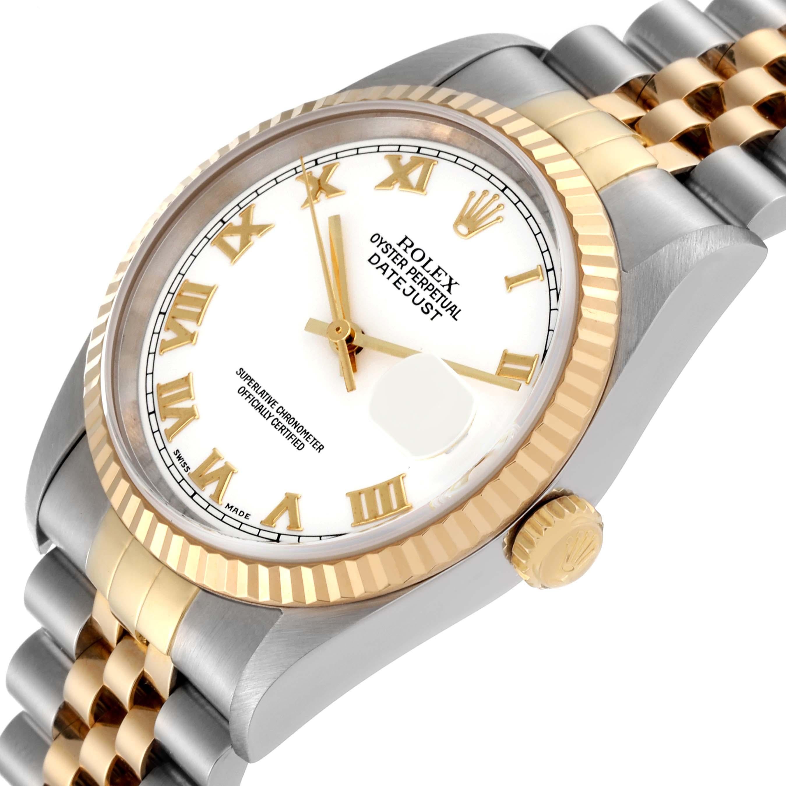Rolex Datejust Steel Yellow Gold White Dial Mens Watch 16233 2