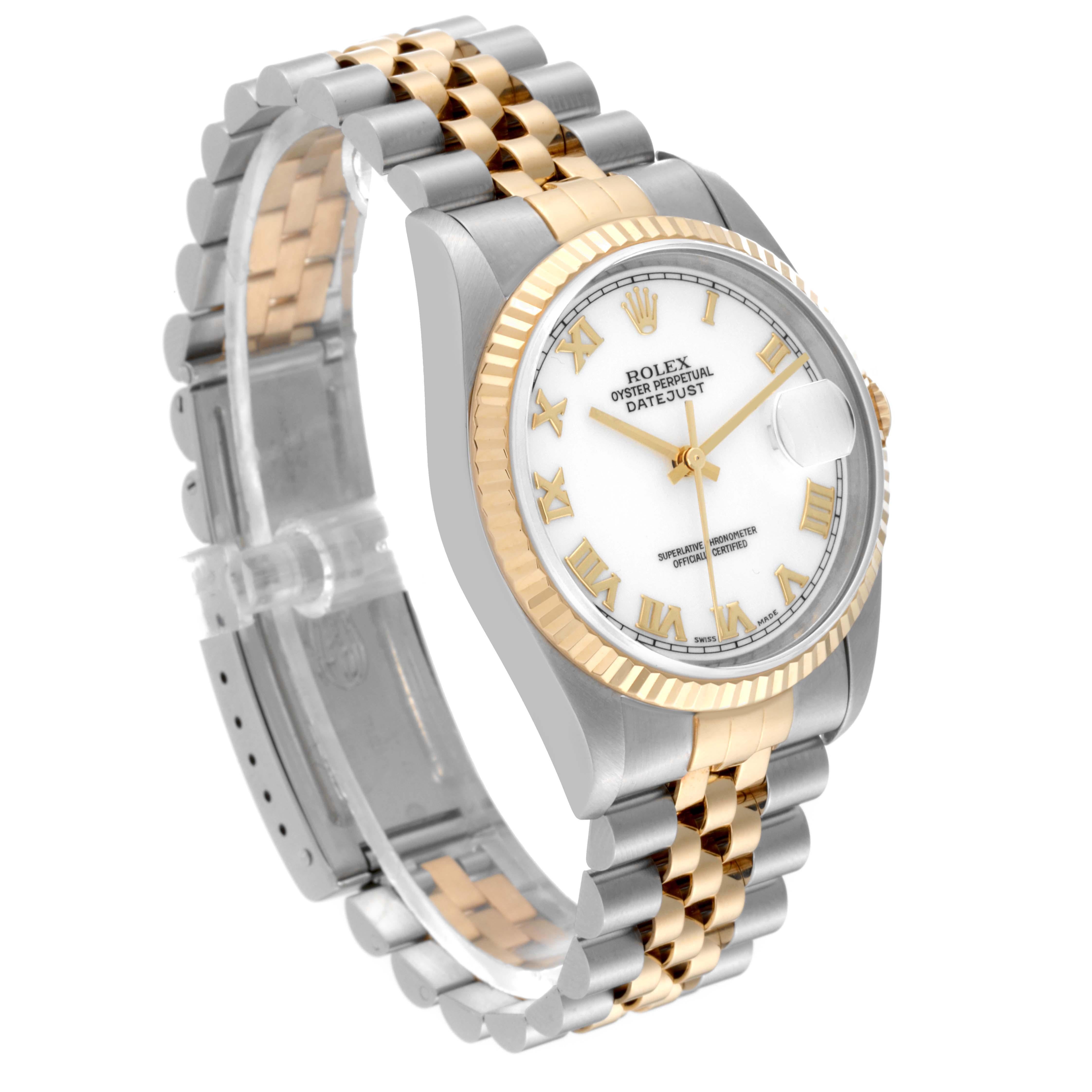 Rolex Datejust Steel Yellow Gold White Dial Mens Watch 16233 For Sale 2
