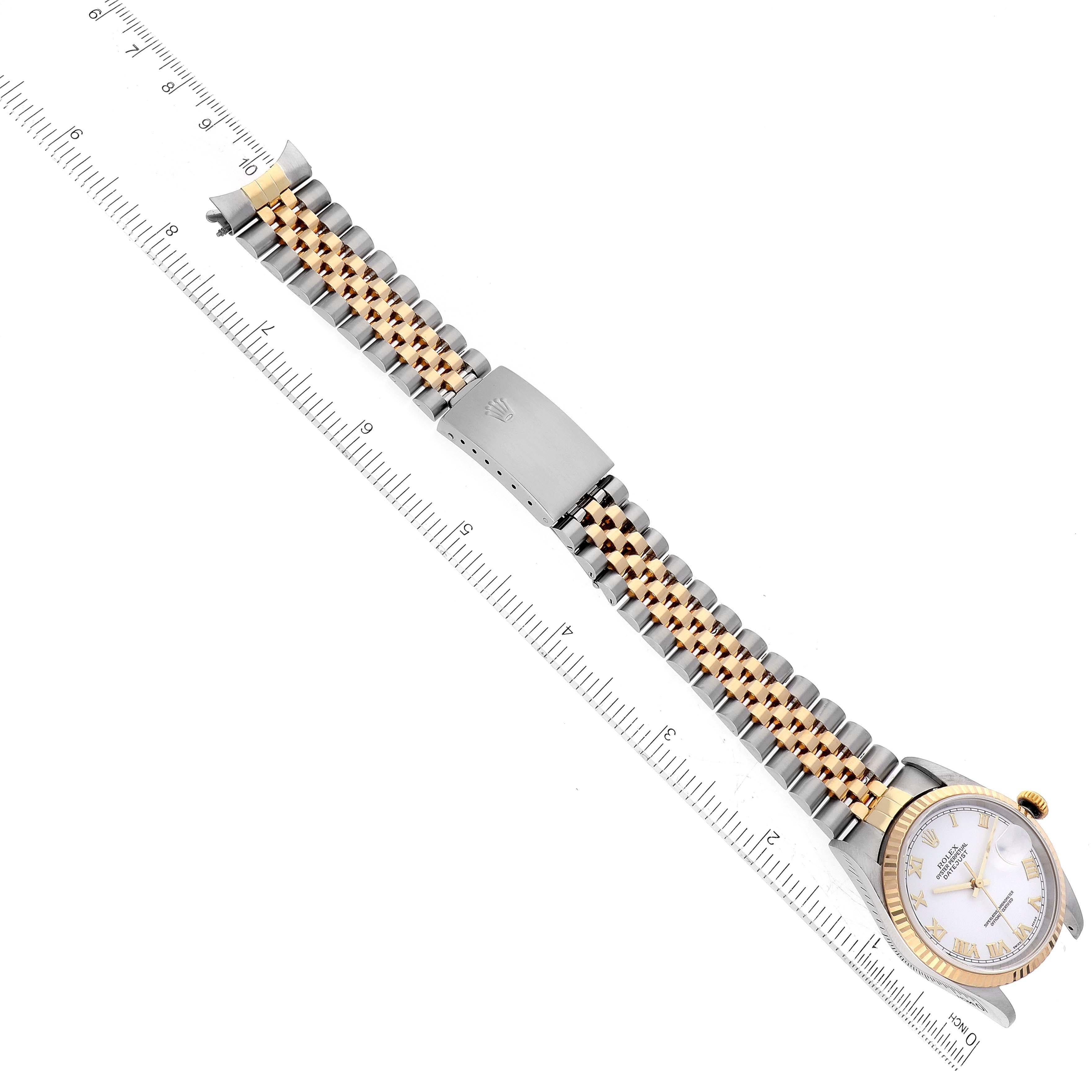 Rolex Montre Datejust en acier et or jaune avec cadran blanc, pour hommes 16233 4