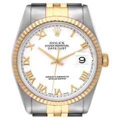 Rolex Datejust Steel Yellow Gold White Dial Mens Watch 16233