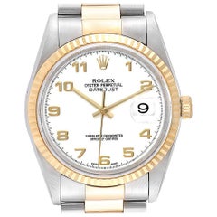 Rolex Datejust Steel Yellow Gold White Dial Men's Watch 16233