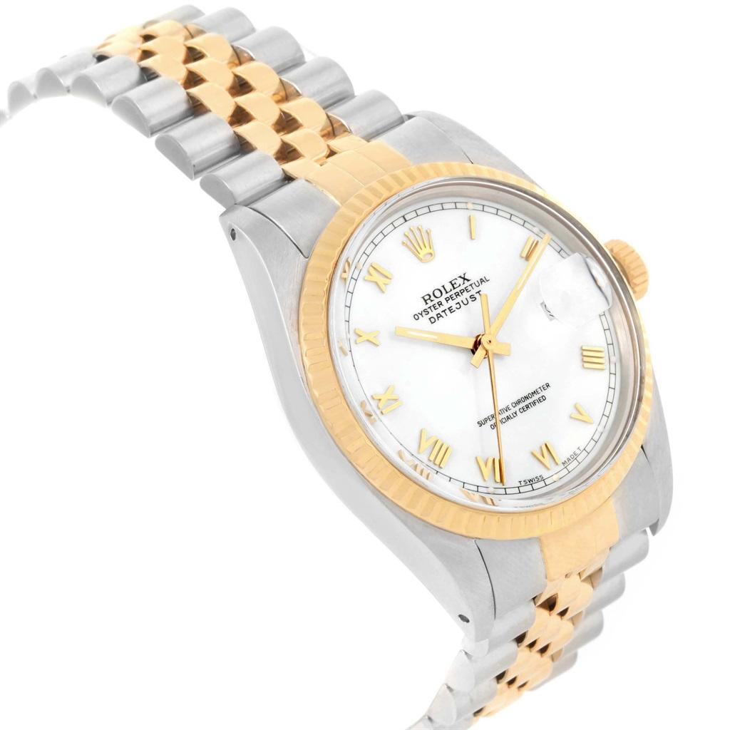 Rolex Datejust Steel Yellow Gold White Dial Vintage Men's Watch 16013 For Sale 7