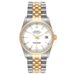 Rolex Datejust Steel Yellow Gold White Dial Vintage Mens Watch 16013