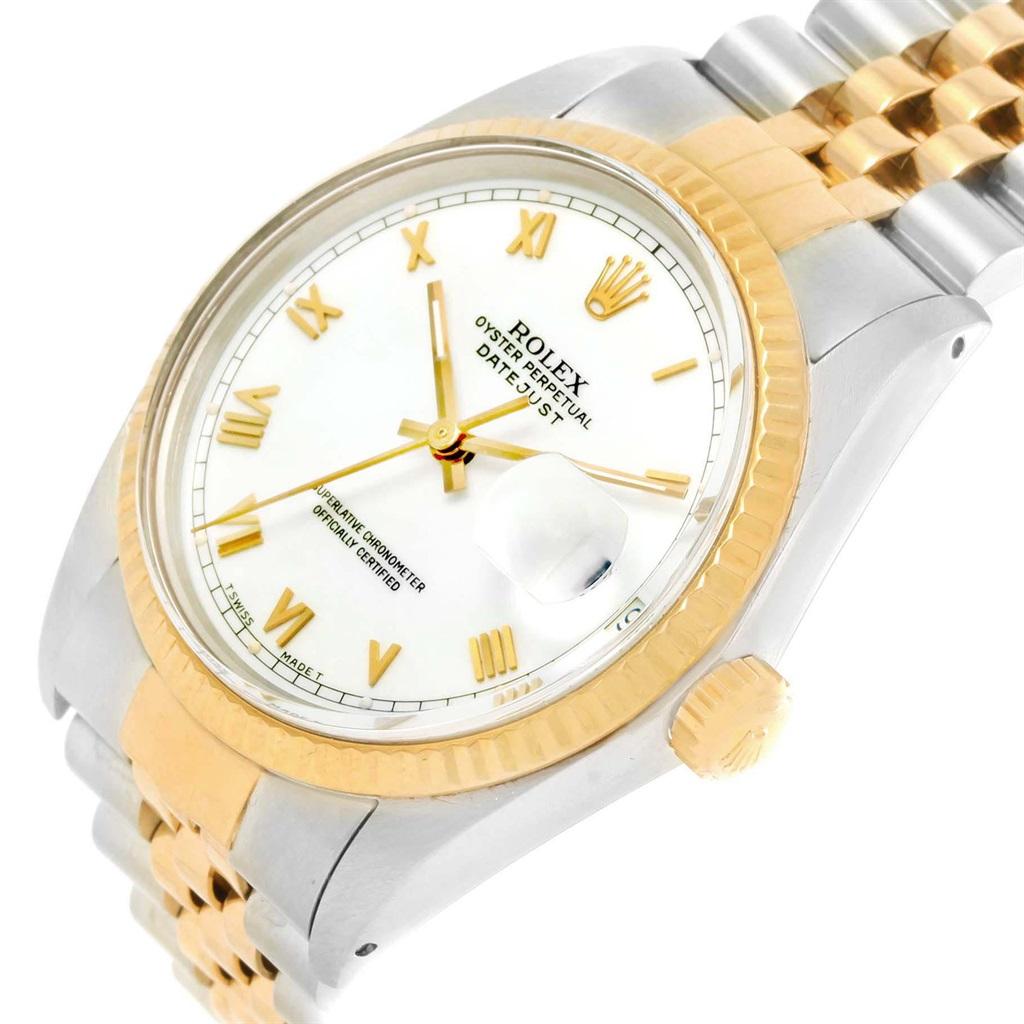 Rolex Datejust Steel Yellow Gold White Dial Vintage Men's Watch 16013 For Sale 1