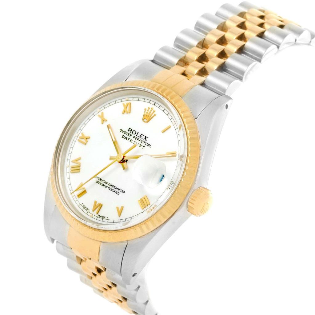 Rolex Datejust Steel Yellow Gold White Dial Vintage Men's Watch 16013 For Sale 2