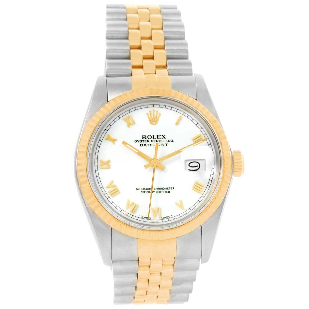 Rolex Datejust Steel Yellow Gold White Dial Vintage Men's Watch 16013 For Sale 3