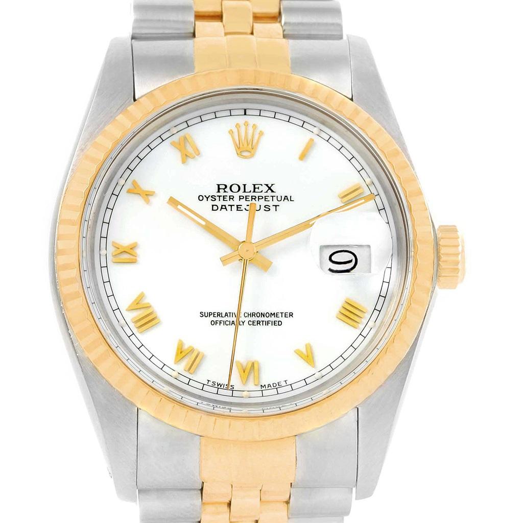 Rolex Datejust Steel Yellow Gold White Dial Vintage Men's Watch 16013 For Sale 6