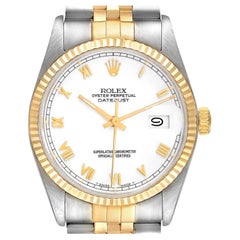 Rolex Datejust Steel Yellow Gold White Dial Vintage Mens Watch 16013