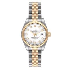 Rolex Datejust Steel Yellow Gold White Diamond Dial Ladies Watch 179173