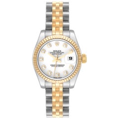 Rolex Datejust Steel Yellow Gold White Diamond Dial Ladies Watch 179173