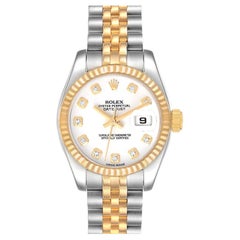 Rolex Datejust Steel Yellow Gold White Diamond Dial Ladies Watch 179173