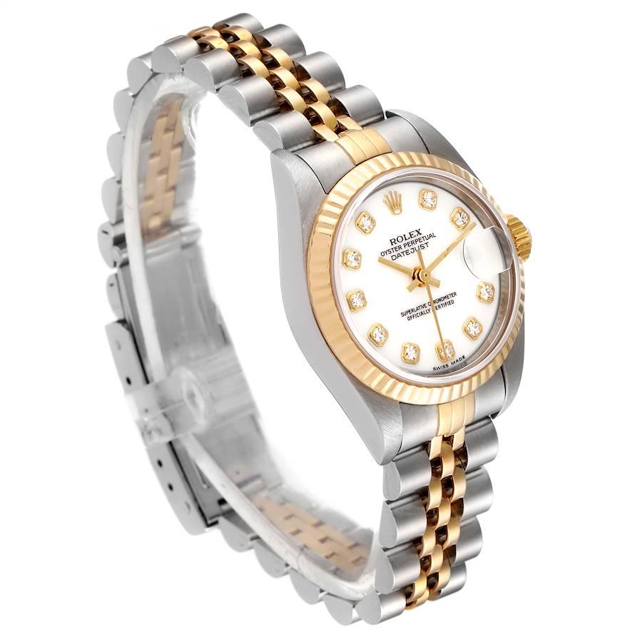 Rolex Datejust Steel Yellow Gold White Diamond Dial Ladies Watch 69173 In Good Condition In Atlanta, GA