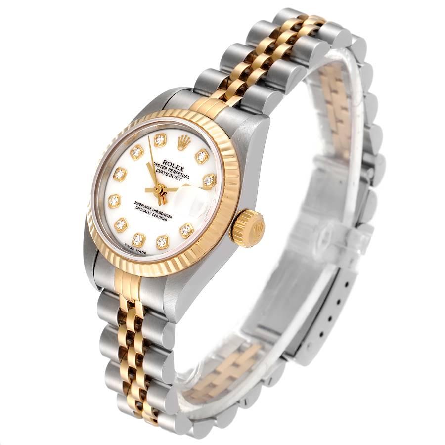 Women's Rolex Datejust Steel Yellow Gold White Diamond Dial Ladies Watch 69173