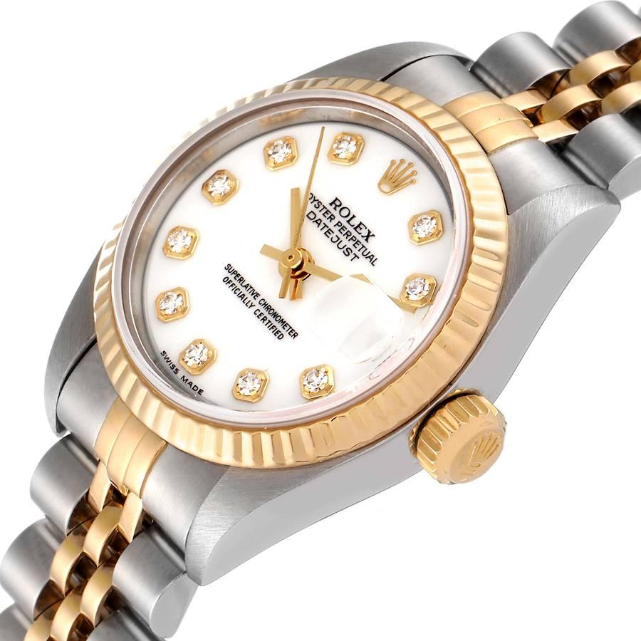 Rolex Datejust Steel Yellow Gold White Diamond Dial Ladies Watch 69173 1