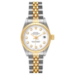 Rolex Datejust Steel Yellow Gold White Diamond Dial Ladies Watch 69173