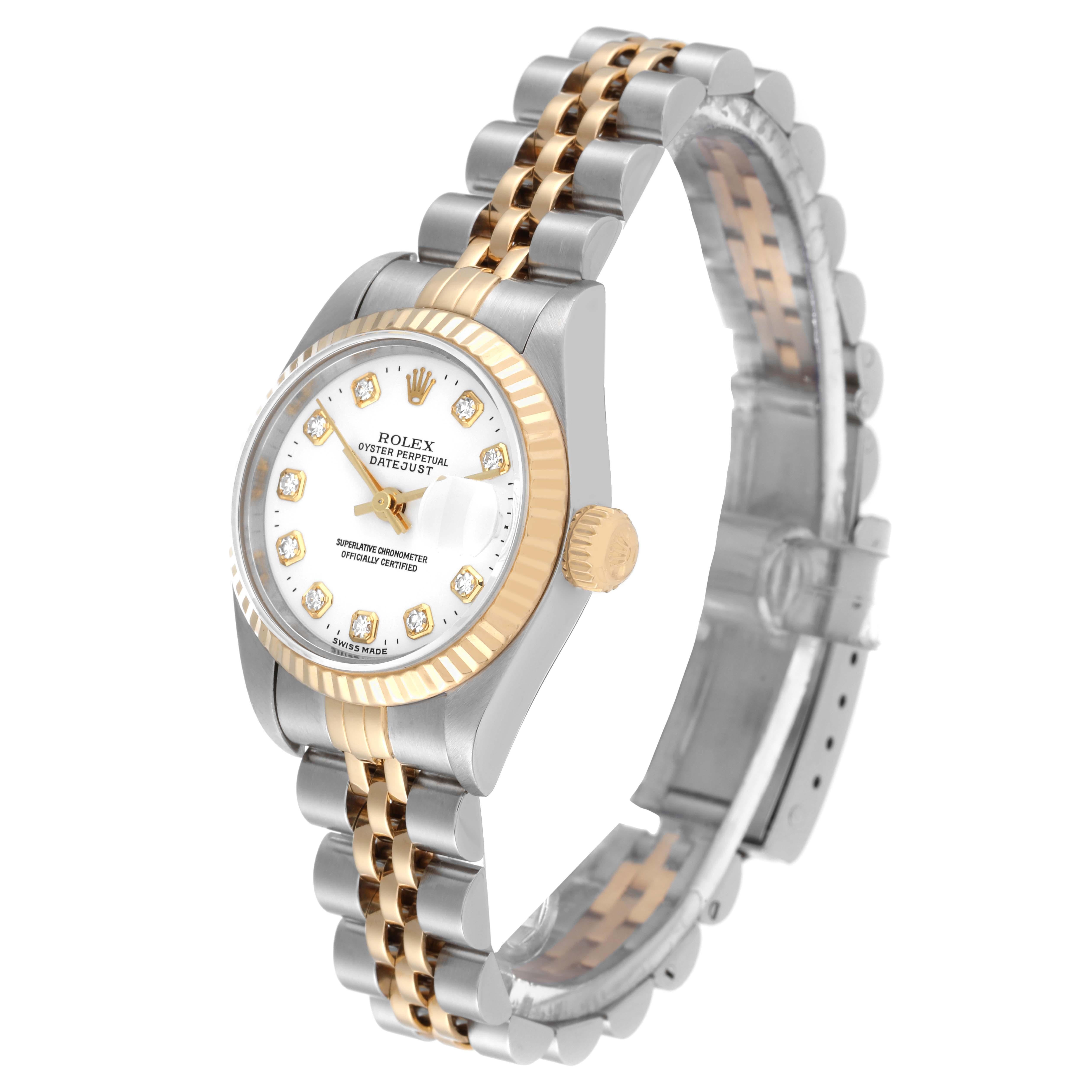Women's Rolex Datejust Steel Yellow Gold White Diamond Dial Ladies Watch 79173 Box Paper