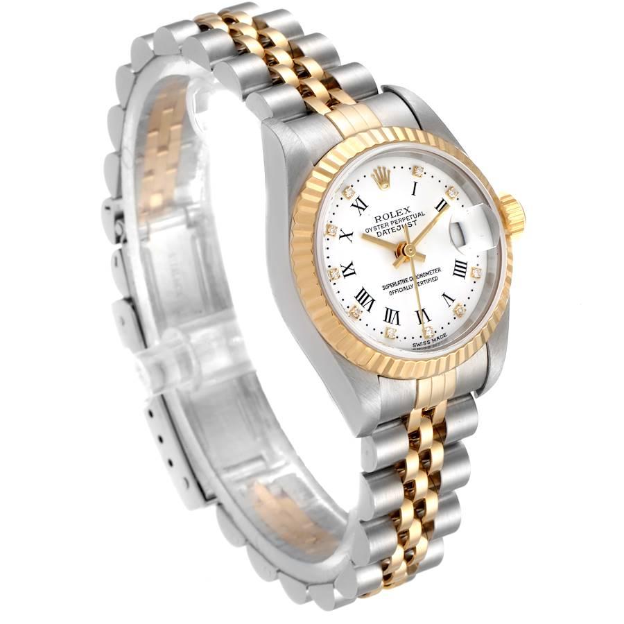 Rolex Datejust Steel Yellow Gold White Diamond Dial Ladies Watch 79173 In Excellent Condition For Sale In Atlanta, GA