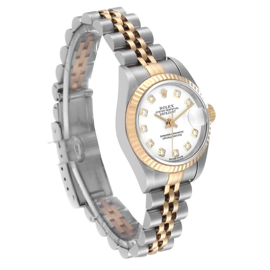 Rolex Datejust Steel Yellow Gold White Diamond Dial Ladies Watch 79173 In Good Condition In Atlanta, GA