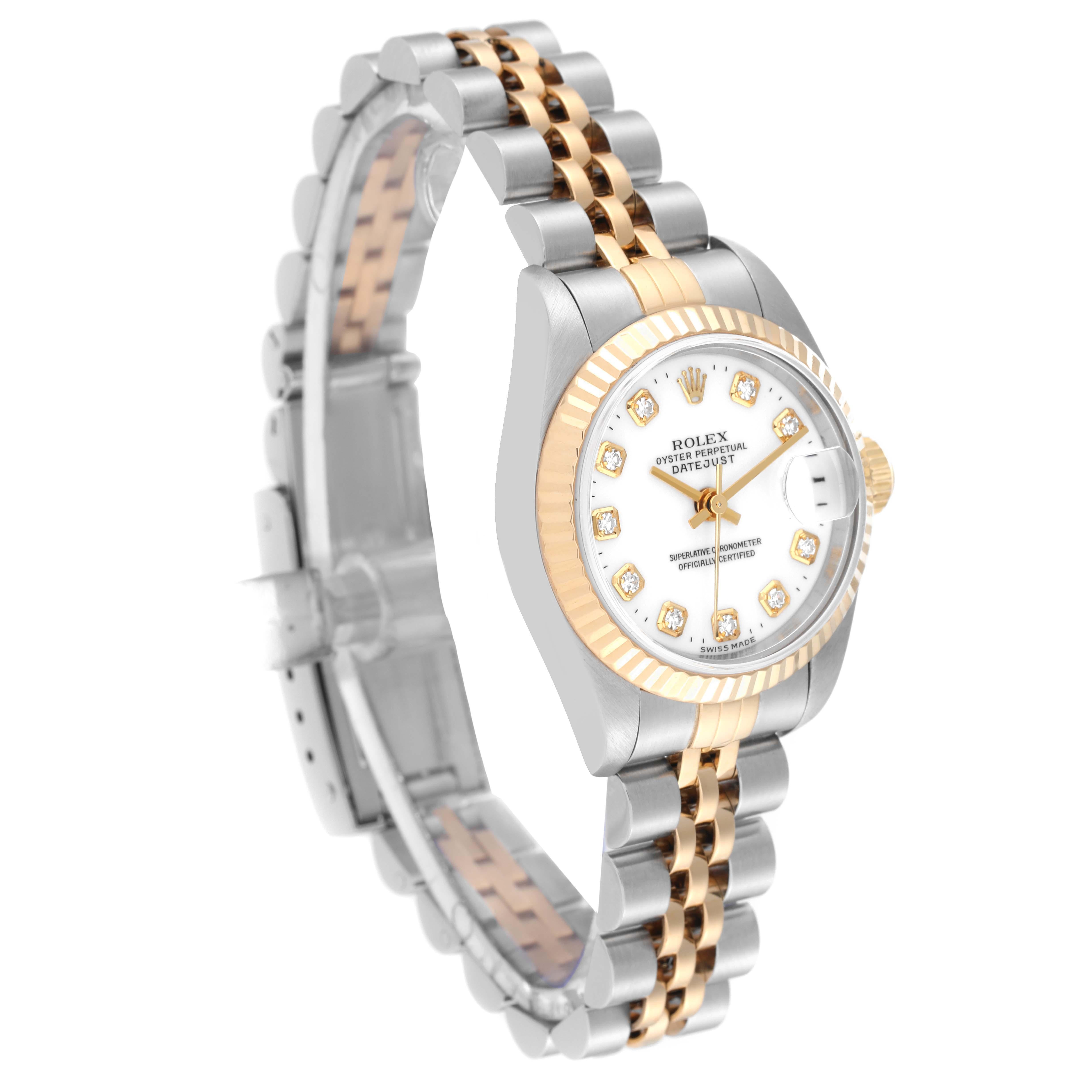 Rolex Datejust Steel Yellow Gold White Diamond Dial Ladies Watch 79173 In Excellent Condition In Atlanta, GA