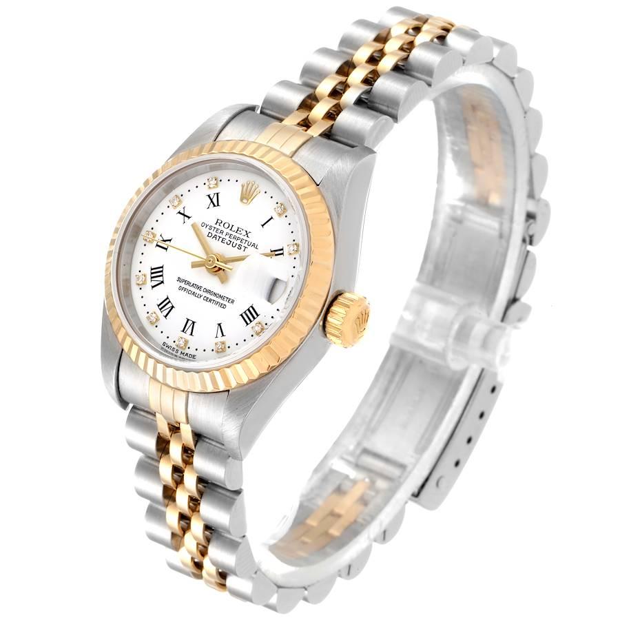 Women's Rolex Datejust Steel Yellow Gold White Diamond Dial Ladies Watch 79173 For Sale