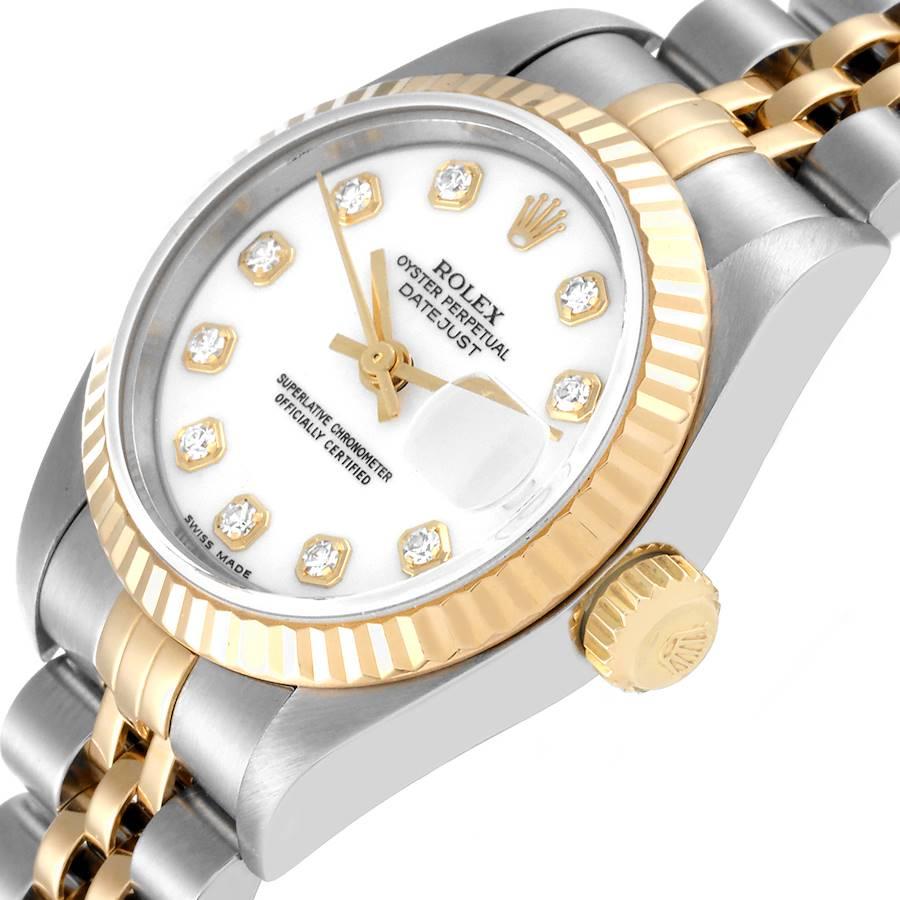 Rolex Datejust Damenuhr 79173, Stahl, Gelbgold, weißes Diamant-Zifferblatt 2