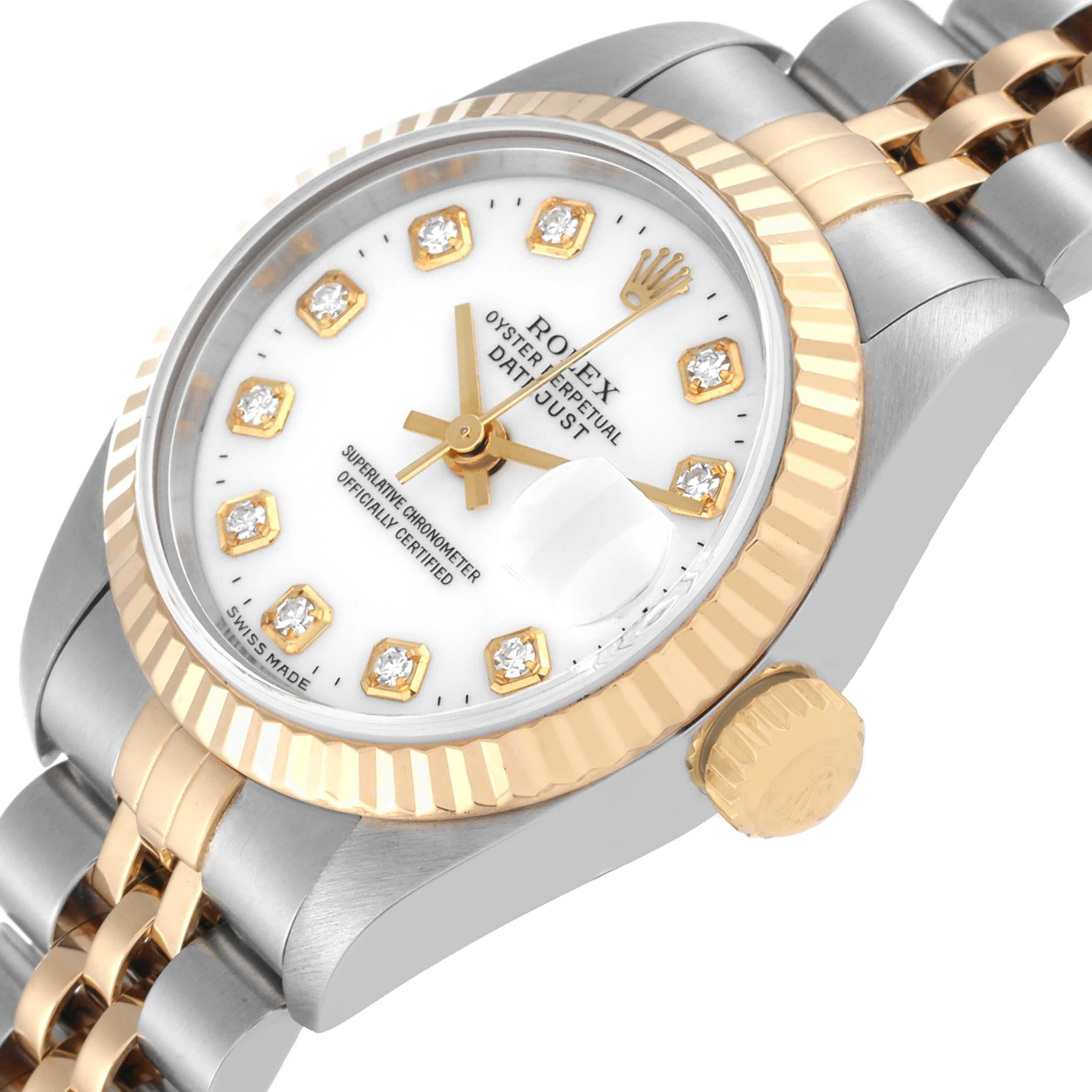 Rolex Datejust Steel Yellow Gold White Diamond Dial Ladies Watch 79173 1