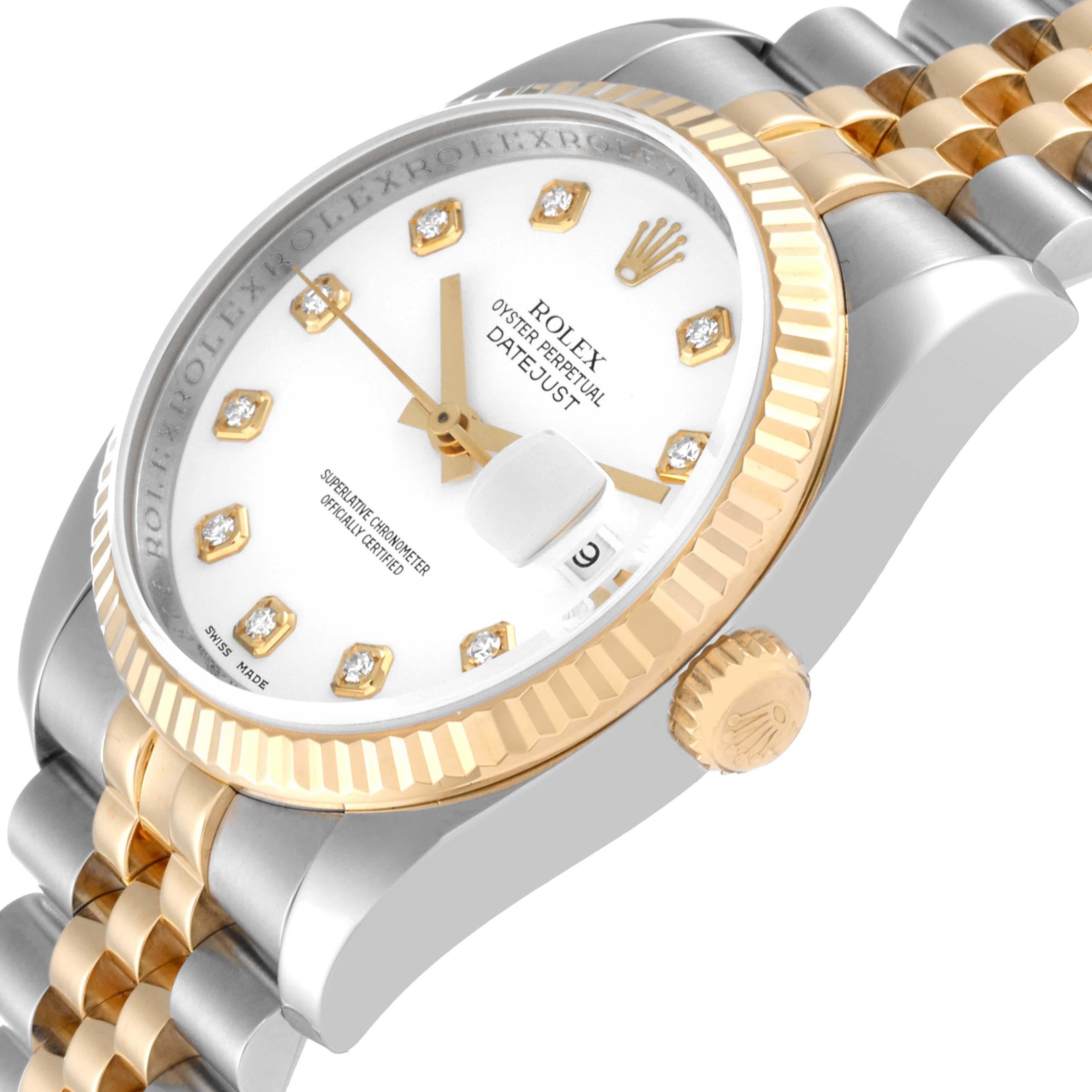 Men's Rolex Datejust Steel Yellow Gold White Diamond Dial Mens Watch 116233