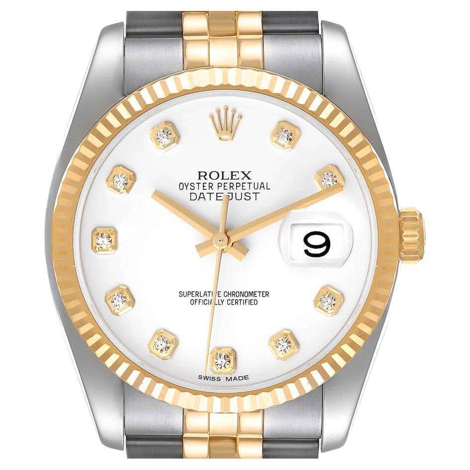 Rolex Datejust 36 Steel Yellow Gold Diamond Men's Watch 116233 Box For ...
