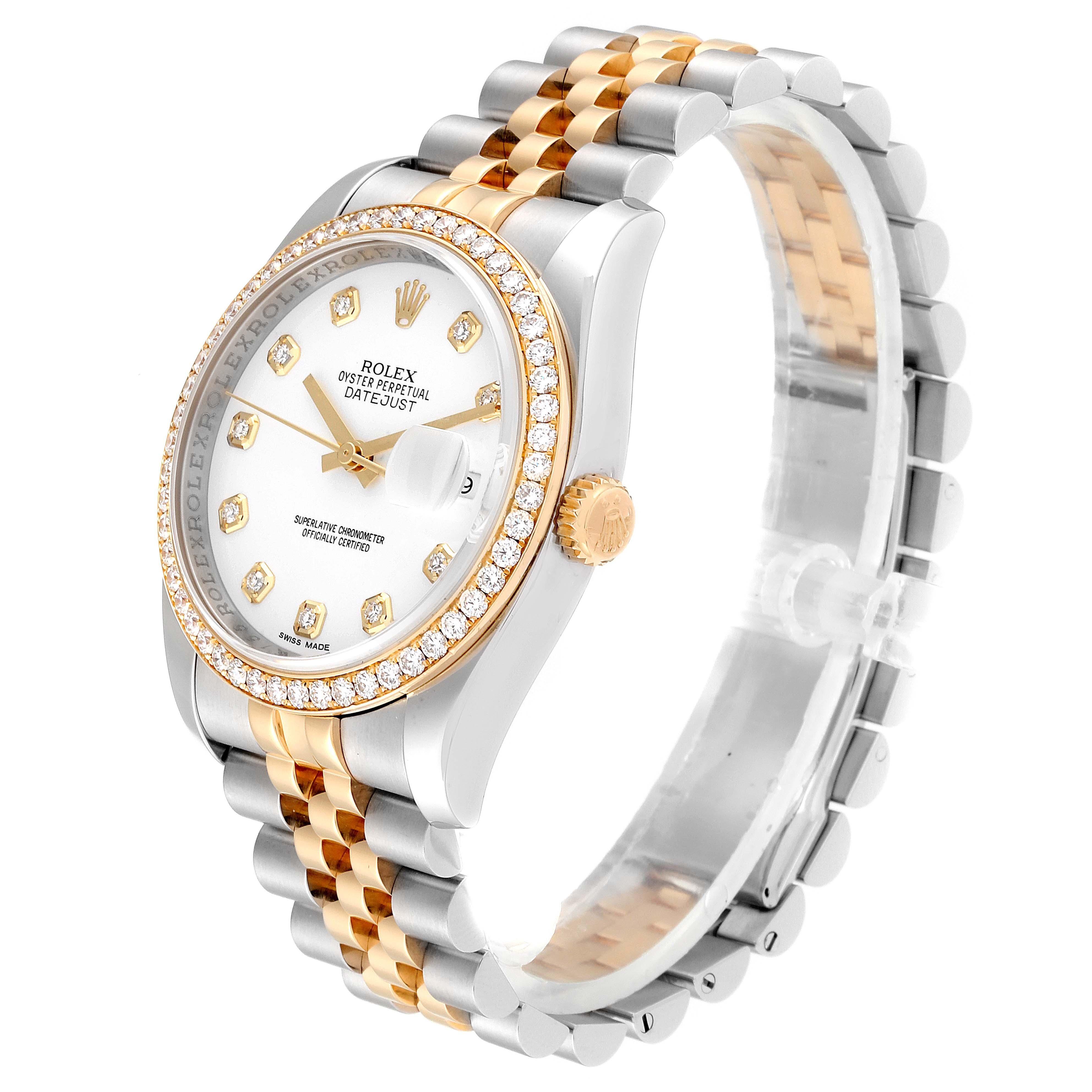 Rolex Datejust Steel Yellow Gold White Diamond Dial Men's Watch 116243 In Excellent Condition In Atlanta, GA