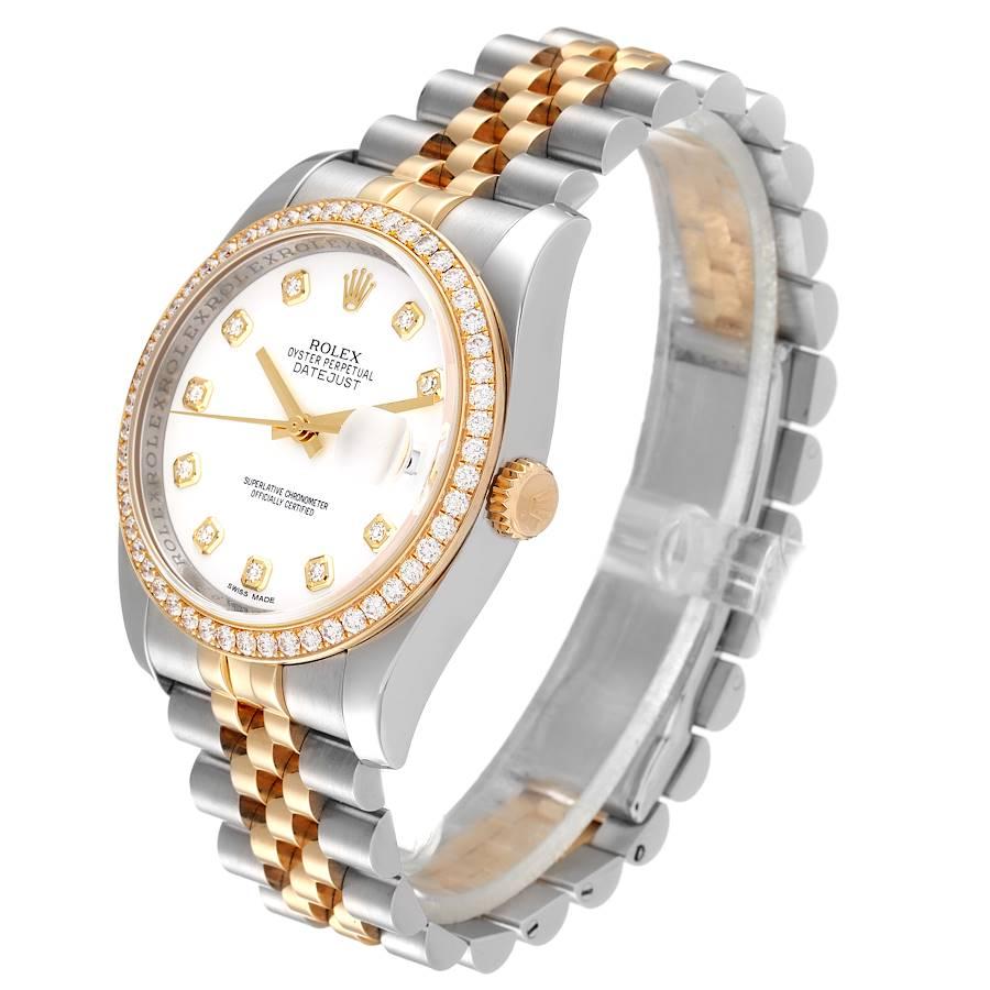 Rolex Datejust Steel Yellow Gold White Diamond Dial Mens Watch 116243 In Excellent Condition For Sale In Atlanta, GA