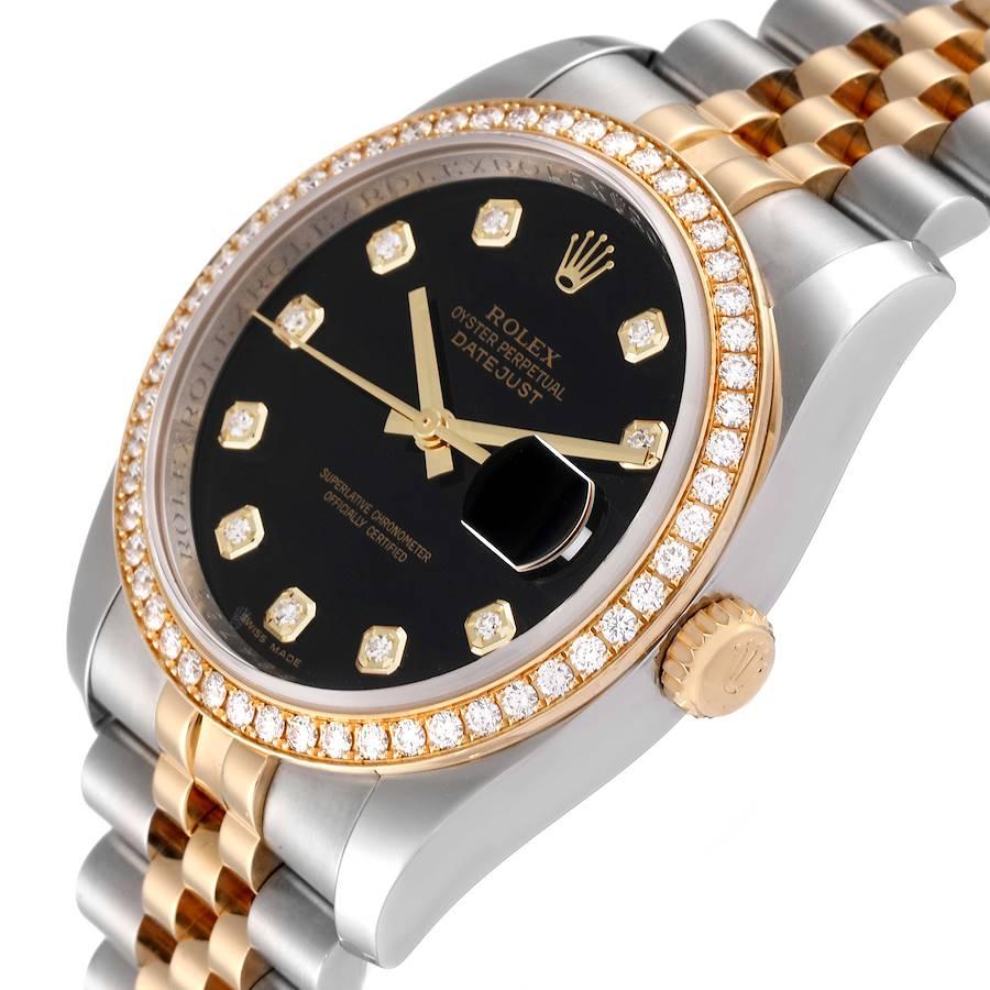 Rolex Datejust Steel Yellow Gold White Diamond Dial Mens Watch 116243 1