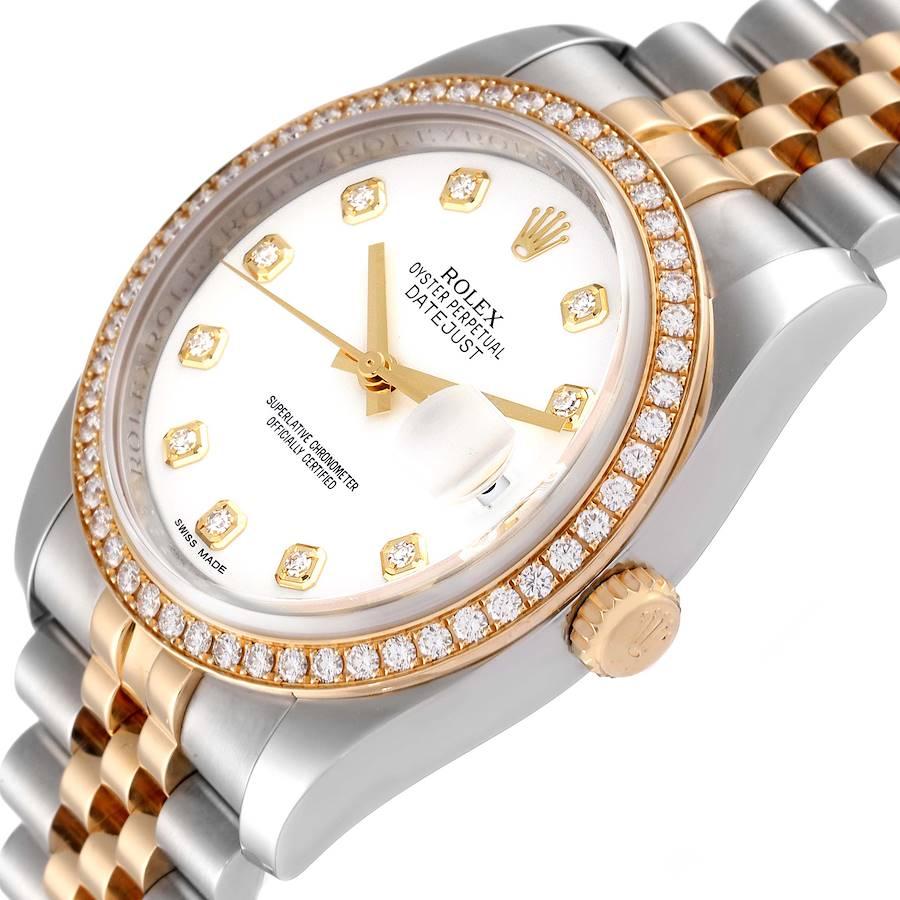 Rolex Datejust Steel Yellow Gold White Diamond Dial Mens Watch 116243 For Sale 1