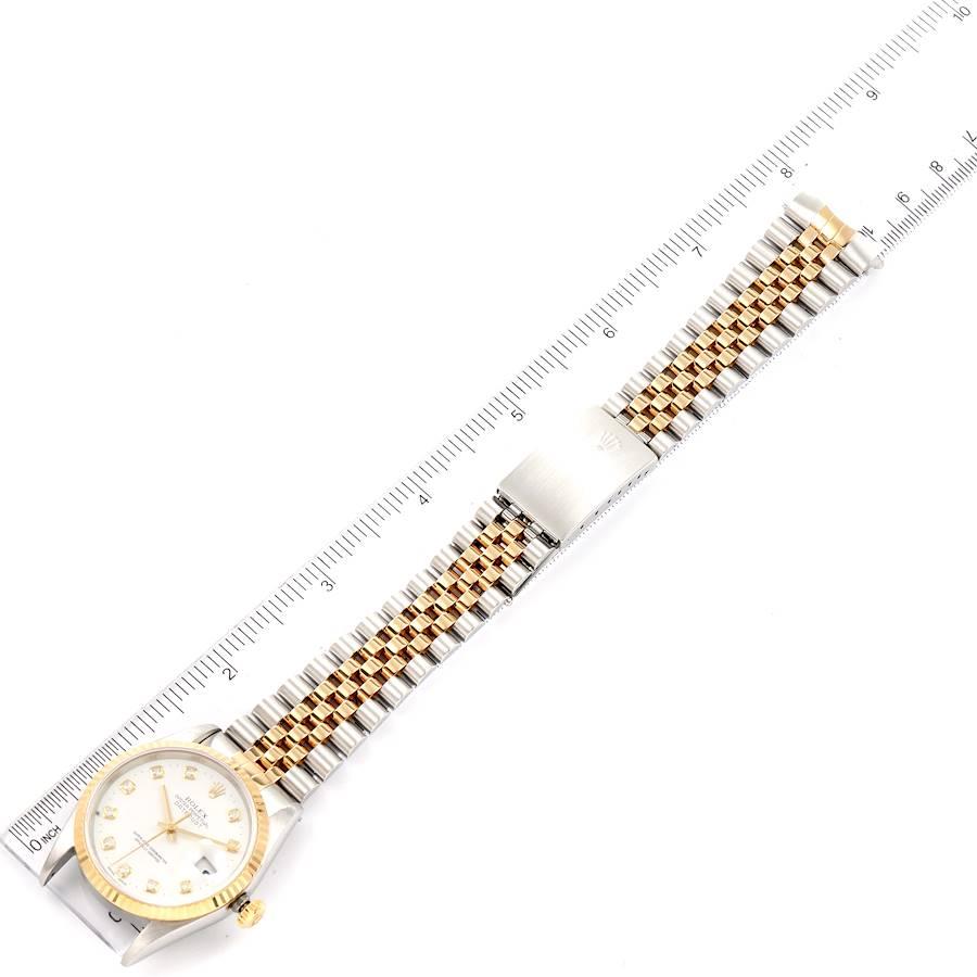 Rolex Datejust Herrenuhr aus Stahl, Gelbgold mit weißem Diamant-Zifferblatt 16233 7